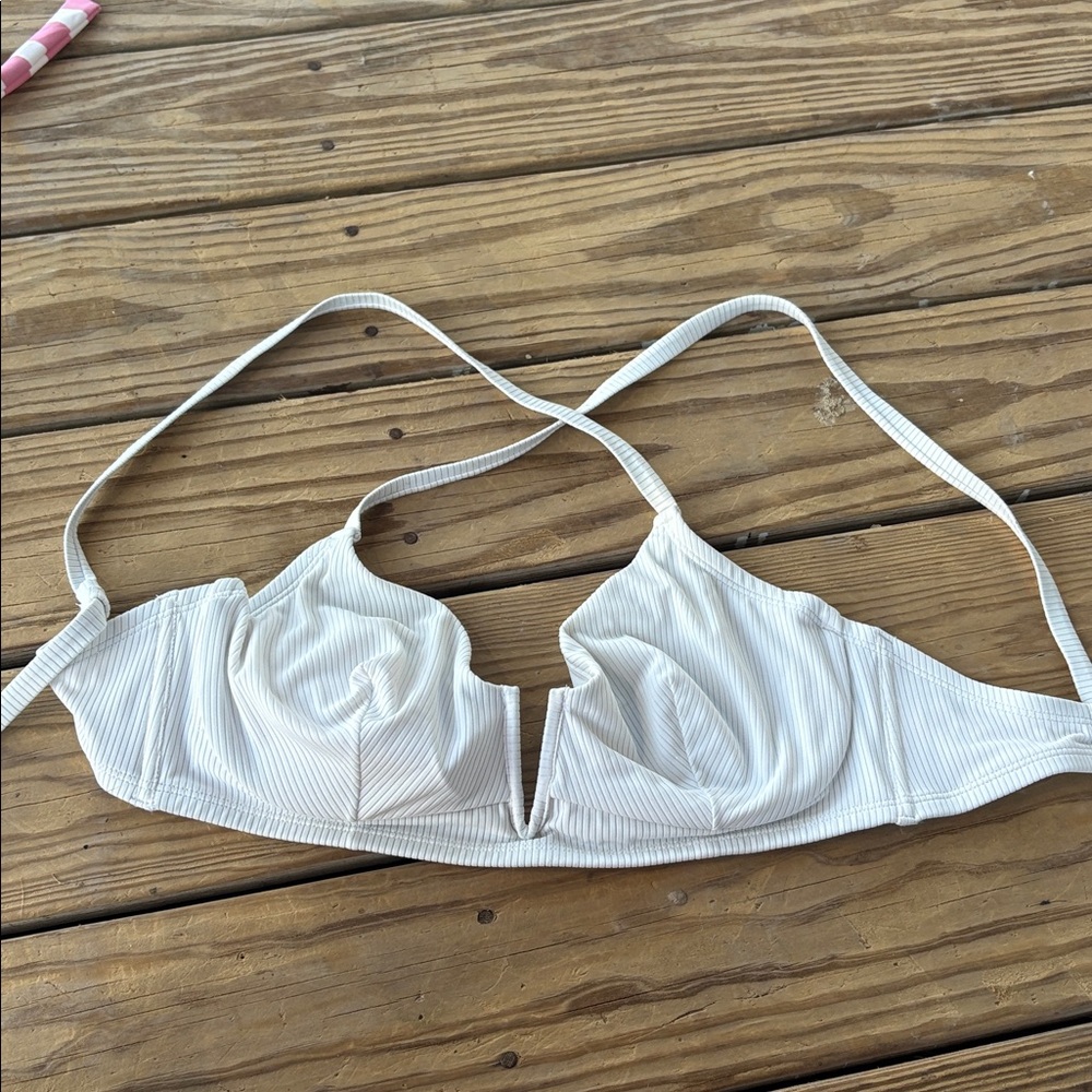 Shade & Shore White Ribbed Underwire Bikini Top